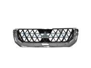 2000 2001 Mitsubishi Montero Sport Front Center Face Bar Grille Grill Assembly Chrome Shell with Black Insert Plastic without Emblem 00 01