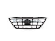Aftermarket Part Fits 2004 2005 2006 Hyundai Elantra Front Center Face Bar Grille Grill Assembly Chrome Molding Shell Black Insert Plastic without Emblem 04 05