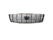 1998 1999 Toyota Avalon Front Center Face Bar Grille Grill Assembly Chrome Silver Shell with Gray Insert Plastic without Emblem 98 99