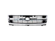 1997 1998 1999 2000 Toyota Pickup Truck RWD excluding Pre Runner Front Center Face Bar Grille Grill Assembly Chrome Shell with Black Insert Plastic without Em