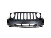 2007 2008 2009 2010 Jeep Patriot Front Bumper Cover Assembly with Headlamp Turn Signal Lamp Holes without Fog Light Park Assist Sensor Holes Primed Finish