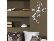 Trendy DIY 3D Home Room Modern Decoration Mirror Living Room Wall Clock Silver