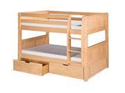 Camaflexi Low Bunk Bed with Drawers Panel Headboard Natural Finish