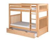 Camaflexi Bunk Bed with Trundle Mission Headboard Natural Finish