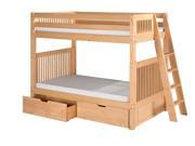 Camaflexi Bunk Bed with Drawers Mission Headboard Lateral Angle Ladder Natural Finish