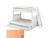 Camaflexi Twin over Full Bunk Bed Mission Headboard Lateral Angle Ladder with Trundle Natural Finish
