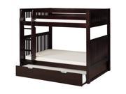 Camaflexi Bunk Bed with Trundle Mission Headboard Cappuccino Finish