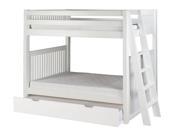 Camaflexi Bunk Bed with Trundle Mission Headboard Lateral Angle Ladder White Finish