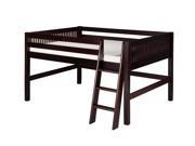 Camaflexi Full Low Loft Bed Mission Headboard Lateral Ladder Cappuccino Finish