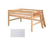 Camaflexi Full Low Loft Bed Mission Headboard Lateral Ladder White Finish