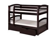 Camaflexi Low Bunk Bed with Drawers Arch Spindle Headboard Cappuccino Finish