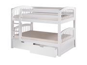 Camaflexi Low Bunk Bed with Drawers Arch Spindle Headboard White Finish