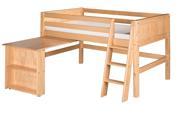 Camaflexi Low Loft Bed with Retractable Desk Panel Headboard Natural Finish