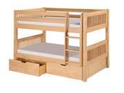Camaflexi Low Bunk Bed with Drawers Mission Headboard Natural Finish