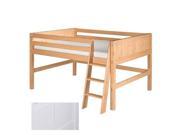 Full Low Loft Bed with Panel Headboard White 48 1 2 H x 80 1 2 W x 67 D