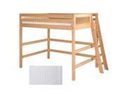 Camaflexi Full High Loft Bed Mission Headboard Lateral Ladder White Finish