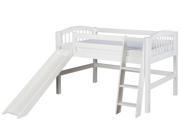 Camaflexi Low Loft Bed With Slide Arch Spindle Headboard White Finish