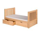 Camaflexi Twin Tall Platform Bed with Drawers Mission Headboard Natural Finish