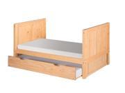 Camaflexi Twin Tall Platform Bed with Trundle Panel Headboard Natural Finish