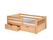 Camaflexi Day Bed with Front Guard Rail with Drawers Mission Headboard Natural Finish
