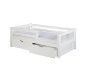 Camaflexi Day Bed with Front Guard Rail with Drawers Mission Headboard White Finish