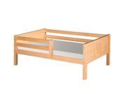 Camaflexi Day Bed with Front Guard Rail Panel Headboard Natural Finish