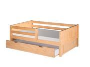 Camaflexi Day Bed with Front Guard Rail with Trundle Panel Headboard Natural Finish