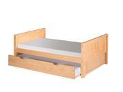Camaflexi Platform Bed with Trundle Panel Headboard Natural Finish