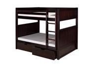 Camaflexi Full over Full Bunk Bed with Drawers Panel Headboard Cappuccino Finish