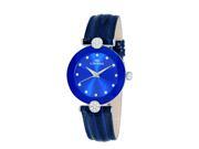 Oniss ON8776 Ladies Swiss Facet Stainless Steel Leather Watch Silver Tone Blue Dial