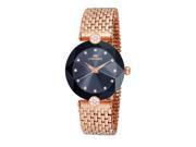 Oniss ON8777 Ladies Swiss Facet II All Stainless Steel Watch Rose Tone Black Dial