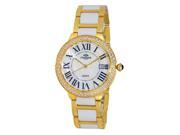 Ladies Allure Stainless Steel Ceramic Crystal Watch by Oniss Gold tone White