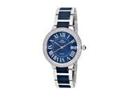 Ladies Allure Stainless Steel Ceramic Crystal Watch by Oniss Silver tone Blue