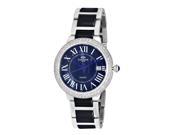 Ladies Allure Stainless Steel Ceramic Crystal Watch by Oniss Silver tone Black