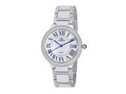 Ladies Allure Stainless Steel Ceramic Crystal Watch by Oniss Silver tone White
