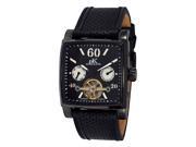 Mens 20 Jewel Automatic Multi Function Timepiece by Adee Kaye IP black tone Black dial