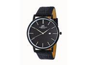 Mens Attache Stainless Steel Leather Watch by Adee Kaye Black tone Black dial
