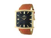 Mens Swiss Stainless Steel Leather Watch by Adee Kaye Gold tone Black dial