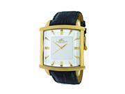 Mens Swiss Stainless Steel Leather Watch by Adee Kaye Gold tone Silver dial