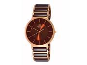 Mens Swiss Stainless Steel Ceramic Watch by Oniss Rose tone Brown