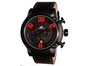 Adee Kaye Blitz G2 AK7280 Men s IP Black Dial Leather Strap Quartz Chronograph Watch