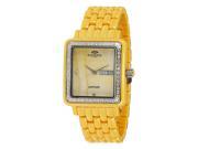 Oniss ON7700 Women s Ceramic Watch with Austrian crystal Silver tone Yellow Case Yellow dial White crystals