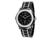 Oniss ON806 Ladies Mid Size Ceramic and Crystal Watch Silver tone Black