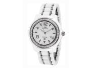 Oniss ON806 Ladies Mid Size Ceramic and Crystal Watch Silver tone White