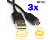 3 Pack Double Sided Reversible Micro USB to Reversible USB 2.0 Sync Charging Cable Cord for Android BlackBerry HTC LG Motorola Nexus Samsung More