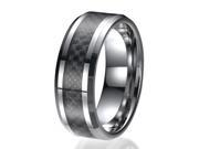8mm Men s Tungsten Ring Wedding Band with Carbon Fiber Inlay Sizes 9 to 13