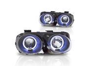 98 99 00 01 Acura Integra HeadLights JDM Projector Black Housing Clear Lens PAIR