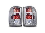 93 00 Ford Ranger Tail Lights LED Chrome Housing Clear Lens Tail Lamp PAIR