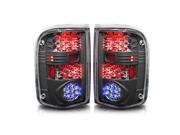93 00 Ford Ranger Tail Lights LED Black Housing Clear Lens Tail Lamp PAIR