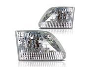 97 04 Ford F 150 Headlights Chrome Housing Clear Lens Front Lamps PAIR